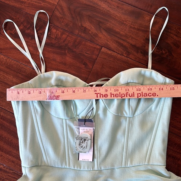 BCBG | Jacklyn Tiered Ruffle Strapless Green Opaline Dress NWT - Picture 16 of 16